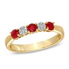 Thumbnail Image 1 of Ruby and Diamond Accent Three Stone Ring in 10K Gold