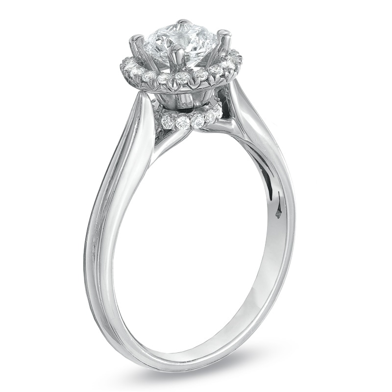 Main Image 2 of For Eternity 1 CT. T.W. Diamond Engagement Ring in 14K White Gold