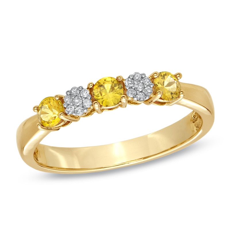 Main Image 1 of Yellow Sapphire and Diamond Accent Ring in 10K Gold