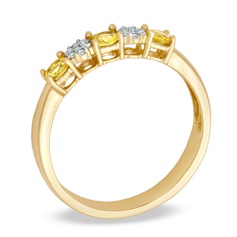 Main Image 2 of Yellow Sapphire and Diamond Accent Ring in 10K Gold