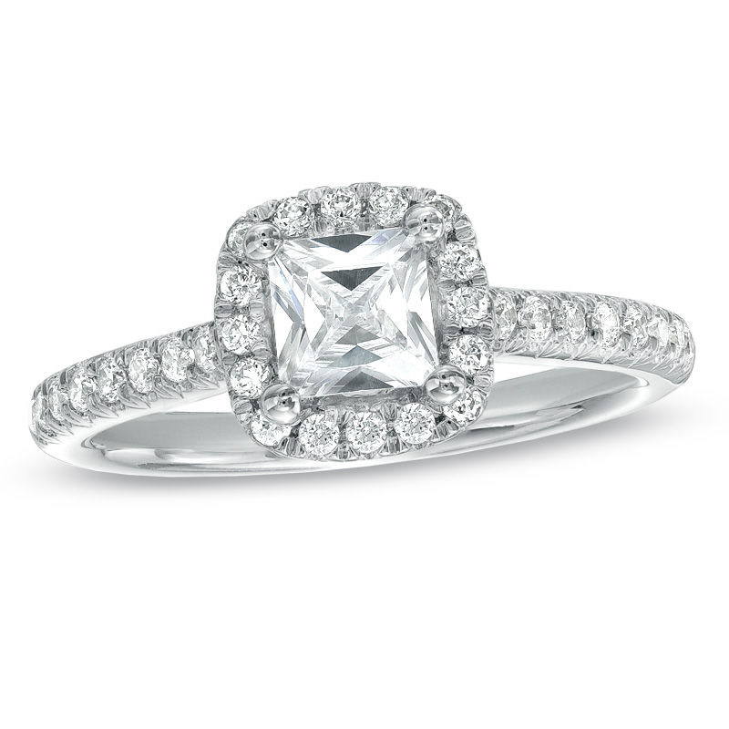 Main Image 1 of For Eternity 1 CT. T.W. Princess-Cut Diamond Frame Engagement Ring in 14K White Gold