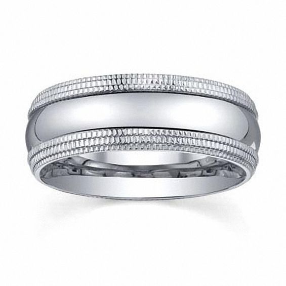 8.0mm Milgrain Wedding Band in Stainless Steel - Size 9