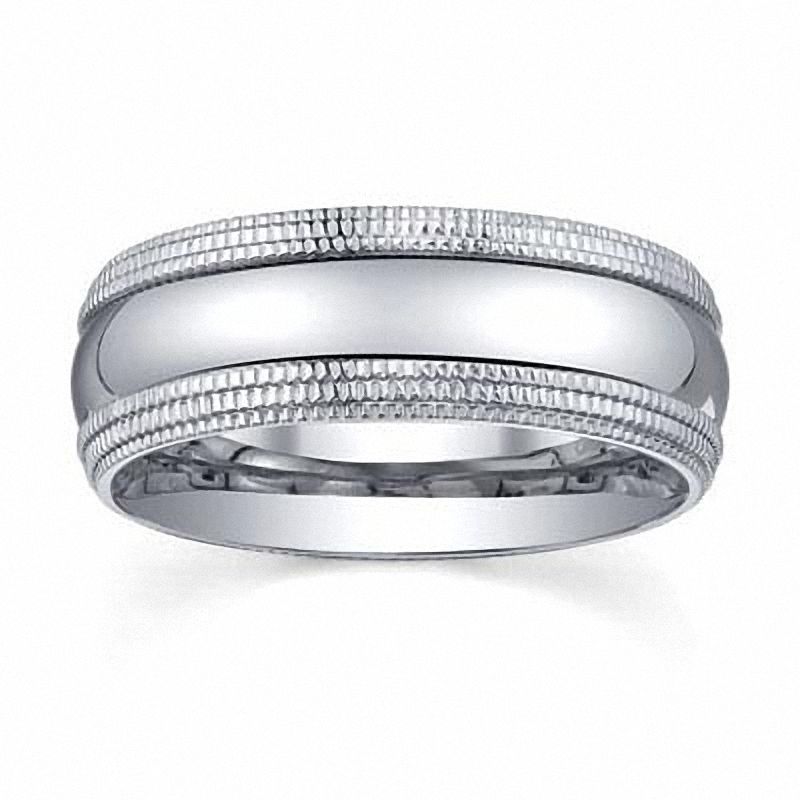 Main Image 1 of 8.0mm Milgrain Wedding Band in Stainless Steel - Size 9