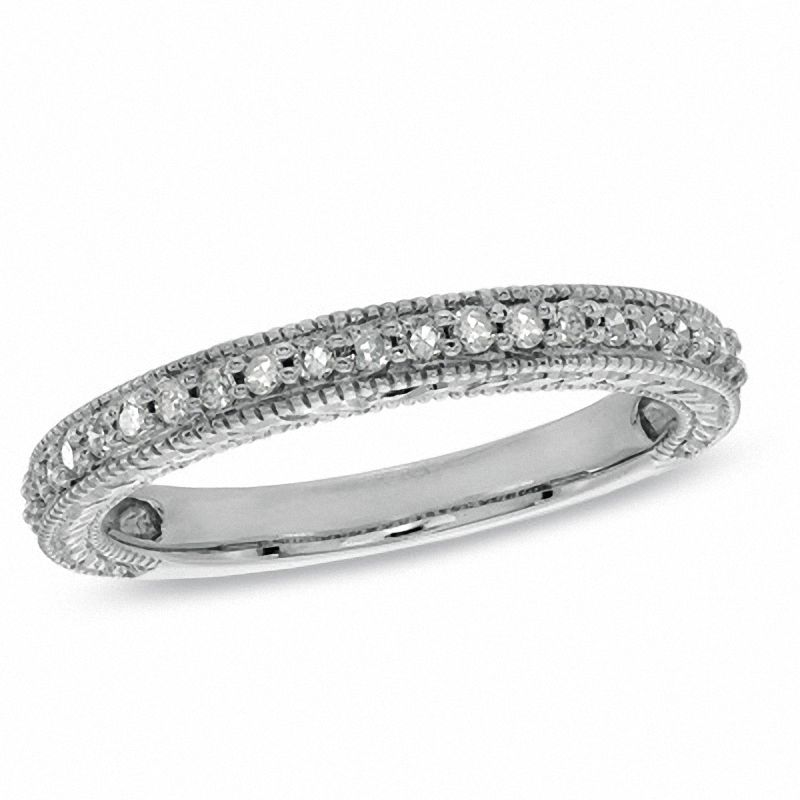 Main Image 1 of 1/5 CT. T.W. Diamond Vintage-Style Band in 14K White Gold