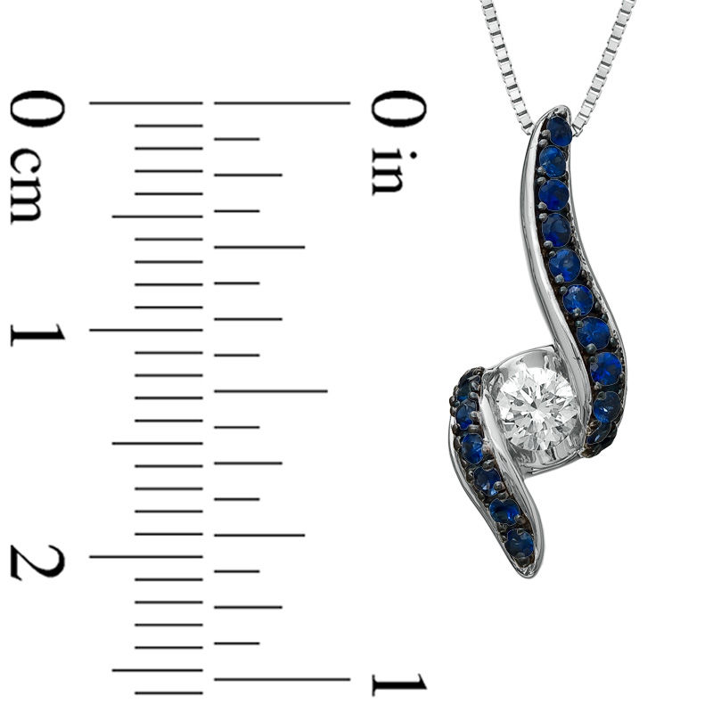 Main Image 2 of Sirena™ Jeans 1/5 CT. Diamond and Blue Sapphire Pendant in 14K White Gold