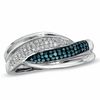 Thumbnail Image 1 of 1/4 CT. T.W. Enhanced Blue and White Diamond Swirl Ring in 10K White Gold