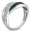 Thumbnail Image 2 of 1/4 CT. T.W. Enhanced Blue and White Diamond Swirl Ring in 10K White Gold