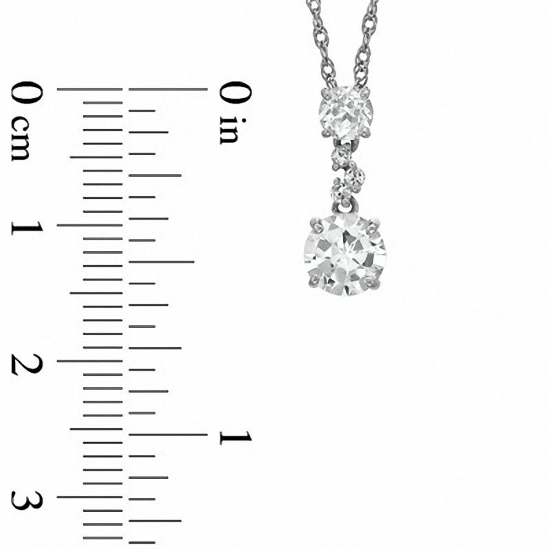 Main Image 2 of Lab-Created White Sapphire and Diamond Accent Pendant and Earring Set in Sterling Silver