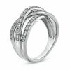 Thumbnail Image 2 of Lab-Created White Sapphire Split Shank Crossover Ring in Sterling Silver