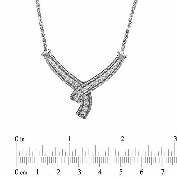 Lab-Created White Sapphire and Diamond Accent Wrap Necklace in Sterling Silver - 16"