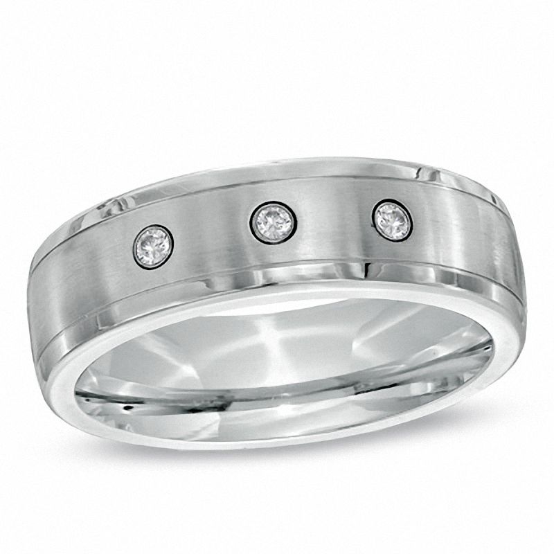 Main Image 1 of 1/10 CT. T.W. Diamond Three Stone Ring in Cobalt - Size 10