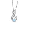 Thumbnail Image 0 of 4.0mm Aquamarine and 1/10 CT. T.W. Diamond Infinity Loop Pendant in Sterling Silver