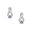 Thumbnail Image 0 of Amethyst and 1/10 CT. T.W. Diamond Infinity Loop Earrings in Sterling Silver