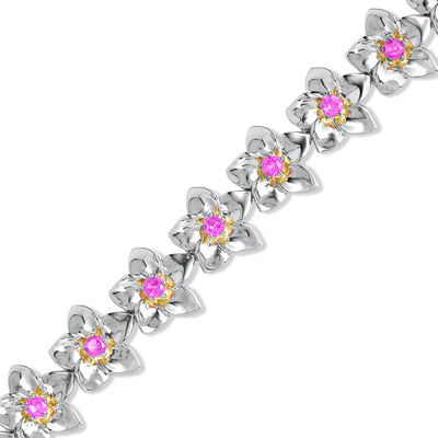 GiftJewelryShop Think Pink Ribbon Awareness Photo Emerald Green Crystal May Birthstone Flower Dangle Charm Bracelets