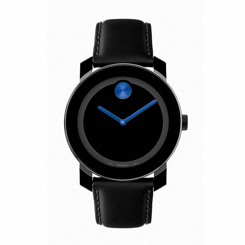 Men's Movado Bold® Blue Watch with Round Black Museum Dial (Model: 3600015)