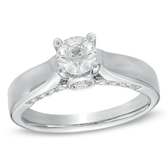 1 CT. T.w. Certified Diamond Solitaire Engagement Ring in 14K White Gold (J/I2)