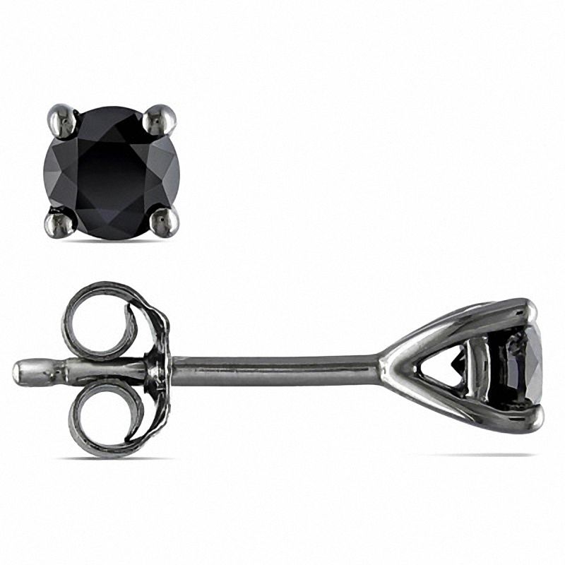Main Image 1 of 1/2 CT. T.W. Black Diamond Solitaire Earrings in Sterling Silver