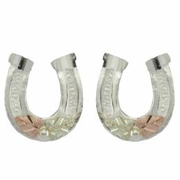Black Hills Gold Horseshoe Stud Earrings in Sterling Silver