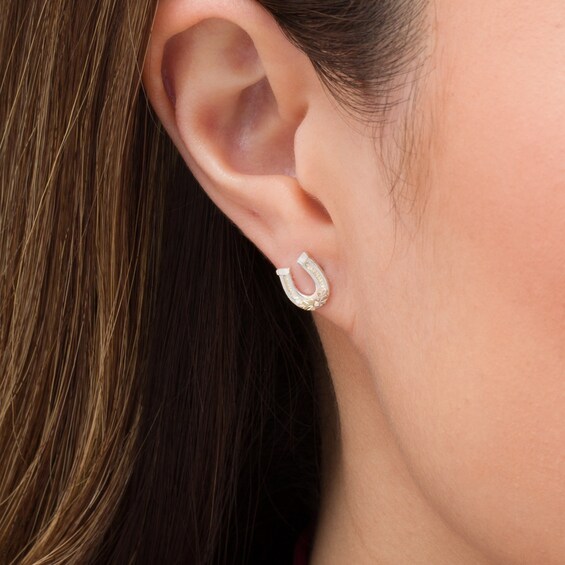 Black Hills Gold Horseshoe Stud Earrings in Sterling Silver