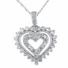 Thumbnail Image 0 of Lab-Created White Sapphire and Diamond Accent Heart-Shaped Pendant in Sterling Silver