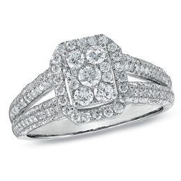 View All Clearance Zales T W Diamond Cer Rectangular Shaped Ring In 10k White Gold