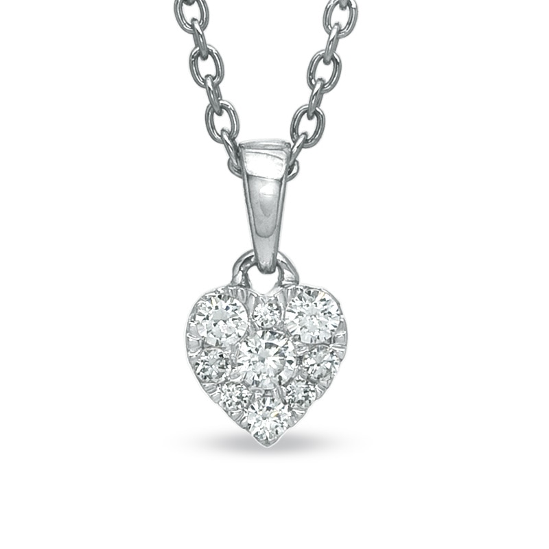 1/4 CT. T.W. Diamond Composite Heart Pendant in 10K White Gold