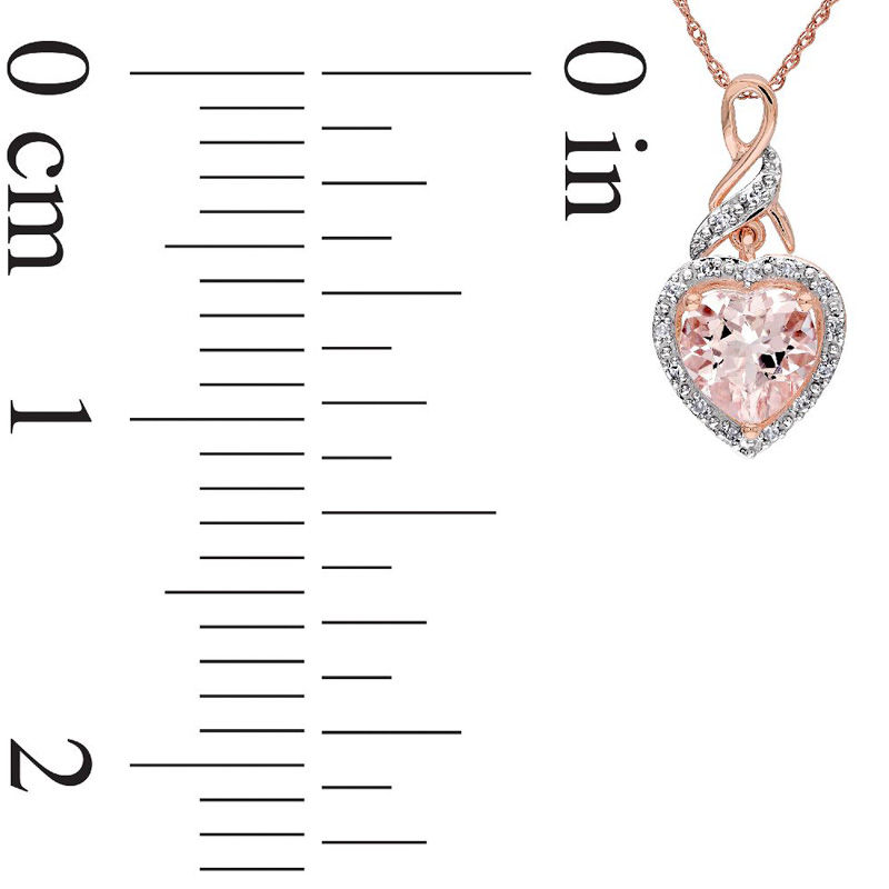 8.0mm Heart-Shaped Pink Morganite and Diamond Accent Pendant in 10K Rose Gold - 17"