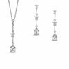 Thumbnail Image 1 of Cushion-Cut Lab-Created White Sapphire Pendant and Earrings Set in Sterling Silver