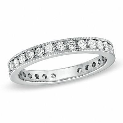 Size 3 To 15 1/4 Size Interval Sterling Silver CZ 1 CT Twelve Stone Round Pave Set Wedding Band