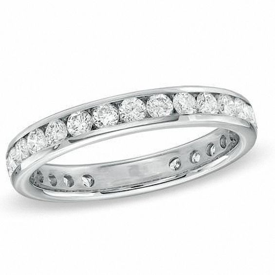 Zales 1/2 Ct. T.W. Channel-Set Diamond Eternity Wedding Band in 18K White Gold (G/SI2)