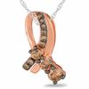 Thumbnail Image 1 of 1/2 CT. T.W. Champagne Diamond Ribbon Pendant in 10K Rose Gold