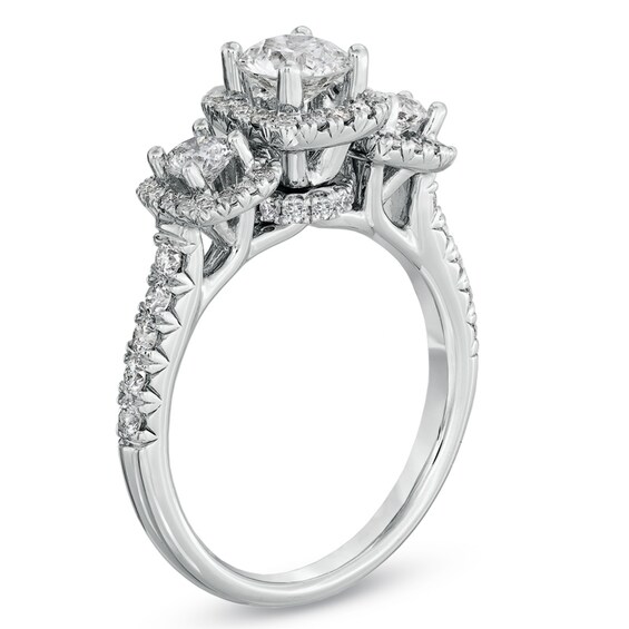 For Eternity 1-1/2 CT. T.w. Diamond Three Stone Frame Ring in 14K White Gold