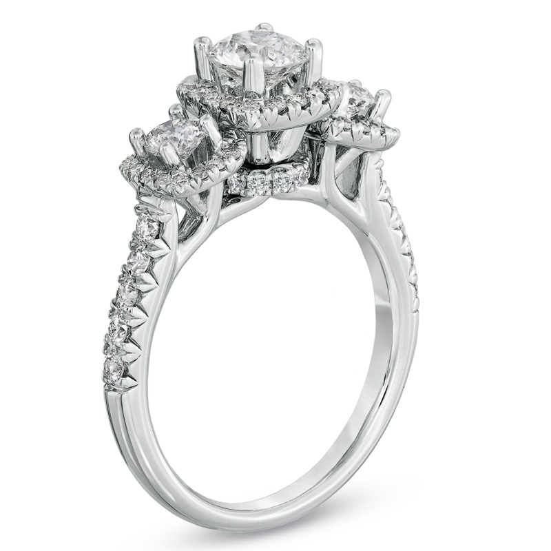 Main Image 2 of For Eternity 1-1/2 CT. T.W. Diamond Three Stone Frame Ring in 14K White Gold