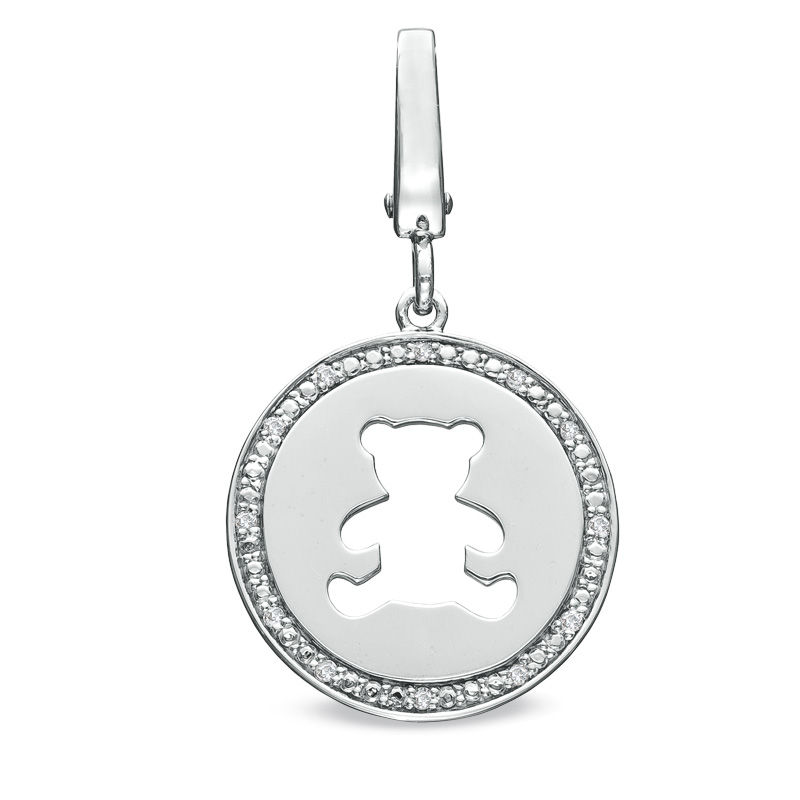 Tiny Toes™ Diamond Accent Teddy Bear Disc Charm in Sterling Silver