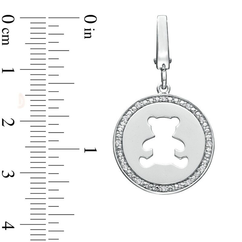 Tiny Toes™ Diamond Accent Teddy Bear Disc Charm in Sterling Silver