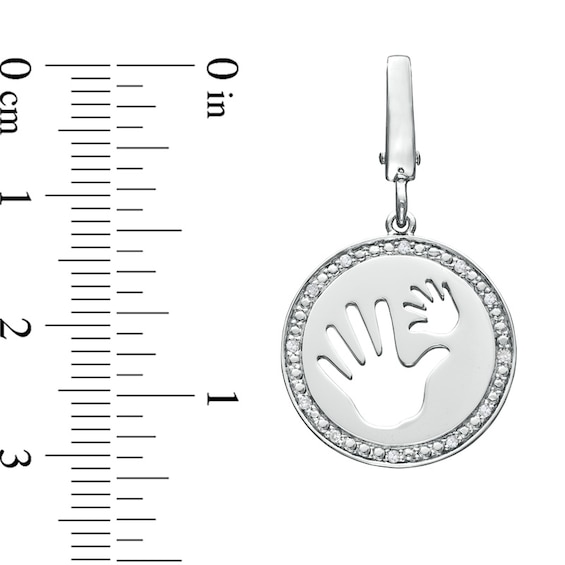 Tiny Toes™ Diamond Accent "Two Hands" Disc Bracelet Charm in Sterling Silver