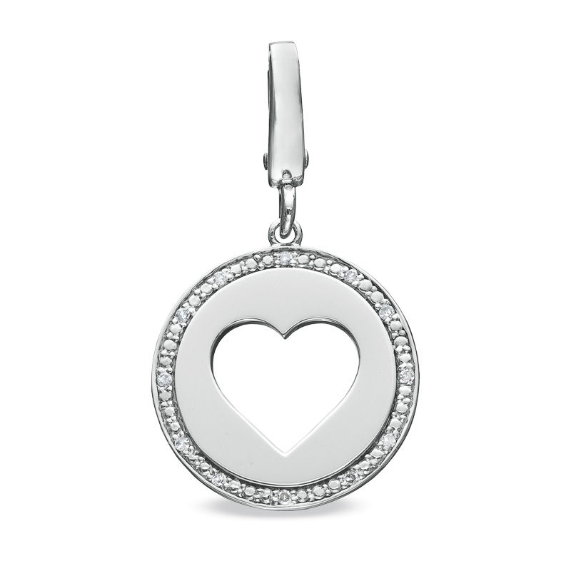 Tiny Toes™ Diamond Accent Heart Disc Bracelet Charm in Sterling Silver ...