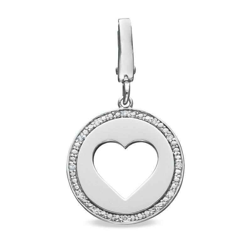 Main Image 1 of Tiny Toes™ Diamond Accent Heart Disc Bracelet Charm in Sterling Silver