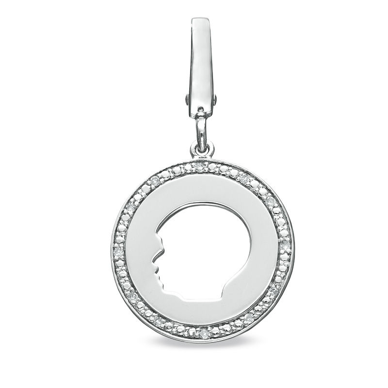 Main Image 1 of Tiny Toes™ Diamond Accent Boy Disc Bracelet Charm in Sterling Silver