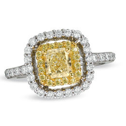 Engagement Rings Wedding Zales 1 4 Ct T W Radiant Cut Fancy Yellow And White Diamond