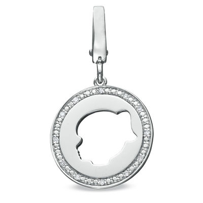 Tiny Toes™ Diamond Accent Girl Disc Bracelet Charm in Sterling Silver