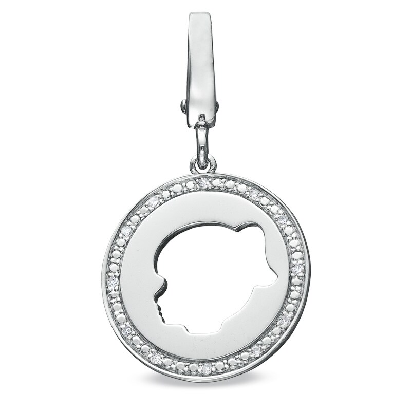 Tiny Toes™ Diamond Accent Girl Disc Bracelet Charm in Sterling Silver