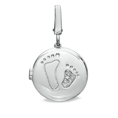 Tiny Toes™ Diamond Accent "Two Feet" Locket Bracelet Charm in Sterling Silver