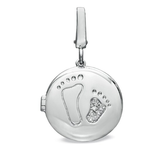 Tiny Toes⢠Diamond Accent "Two Feet" Locket Bracelet Charm in Sterling Silver