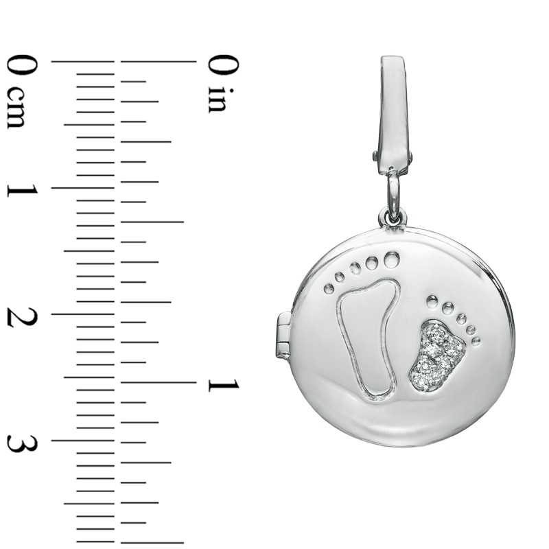 Main Image 2 of Tiny Toes™ Diamond Accent "Two Feet" Locket Bracelet Charm in Sterling Silver