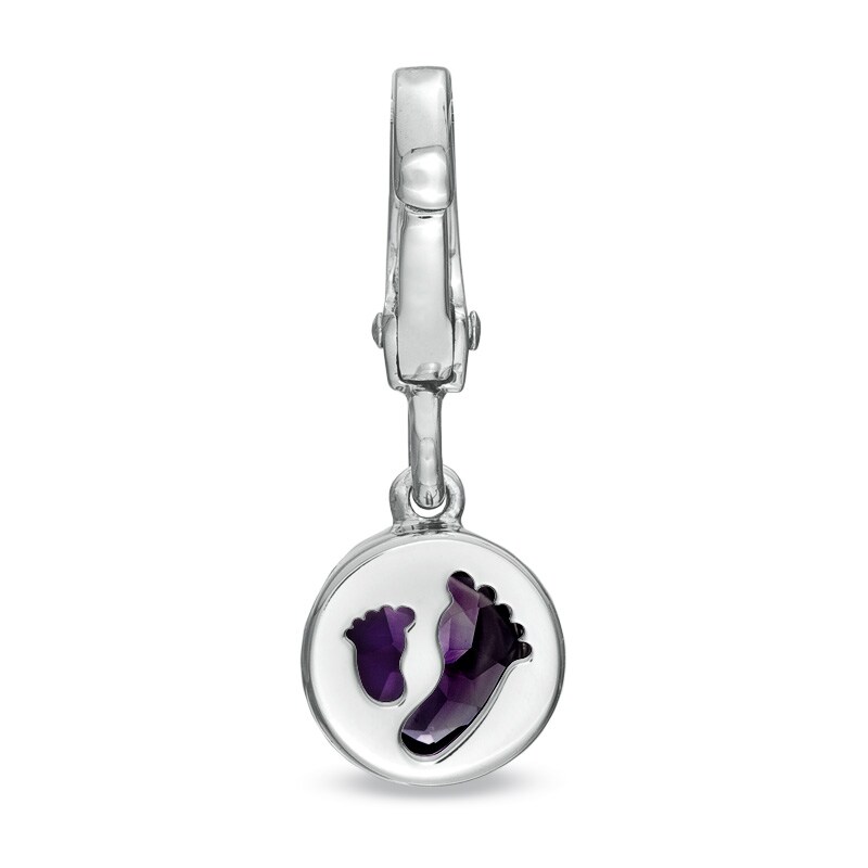 Main Image 3 of Tiny Toes™ 6.0mm Amethyst Bracelet Charm in Sterling Silver