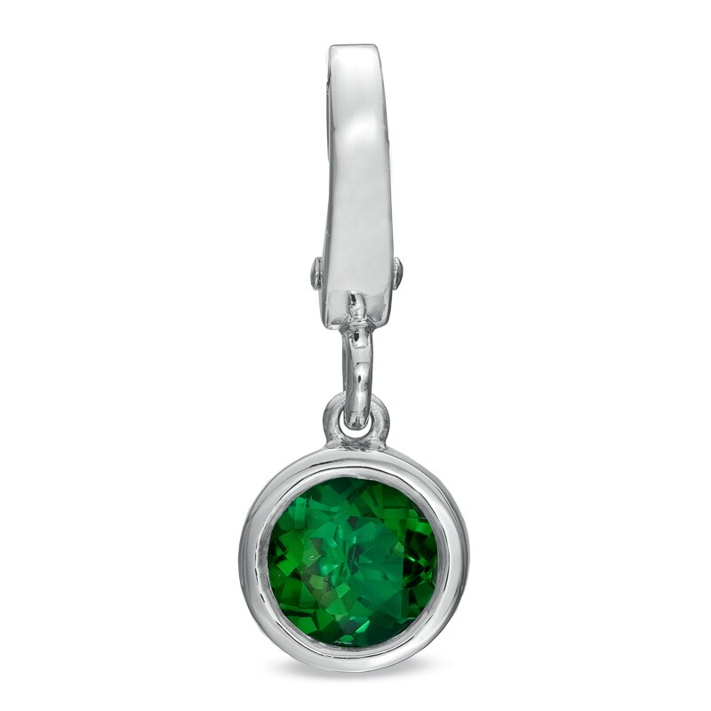 Main Image 1 of Tiny Toes™ 6.0mm Lab-Created Emerald Bracelet Charm in Sterling Silver