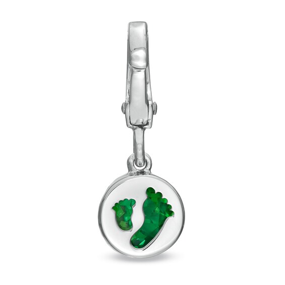 Tiny Toesâ¢ 6.0mm Lab-Created Emerald Bracelet Charm in Sterling Silver