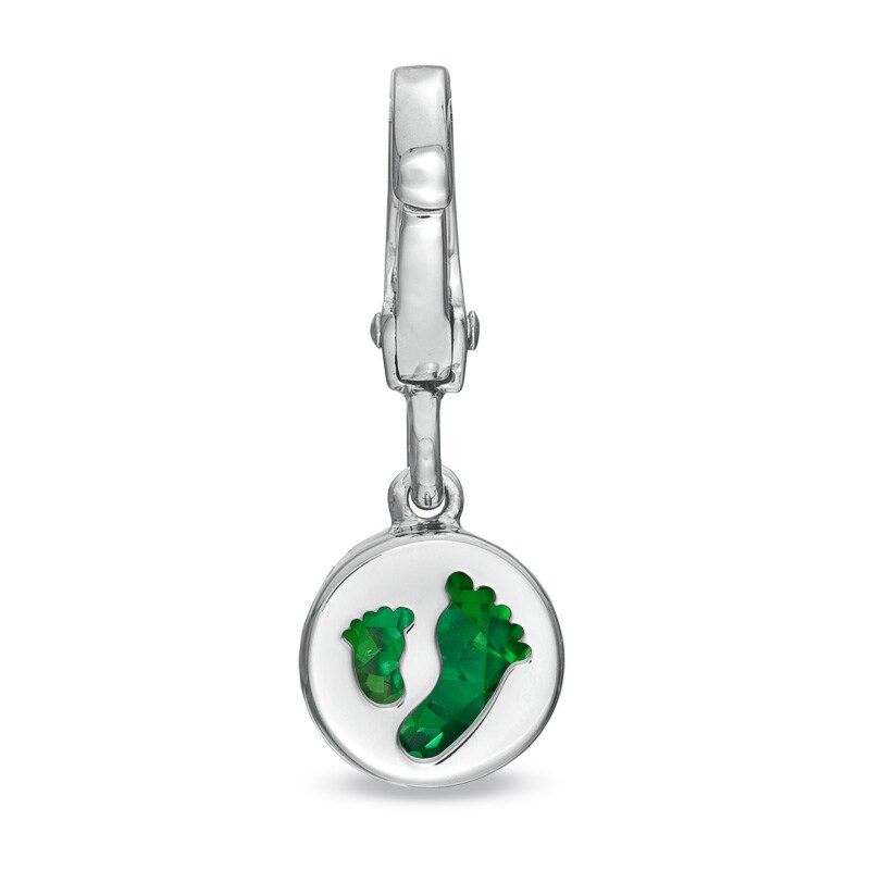 Main Image 3 of Tiny Toes™ 6.0mm Lab-Created Emerald Bracelet Charm in Sterling Silver