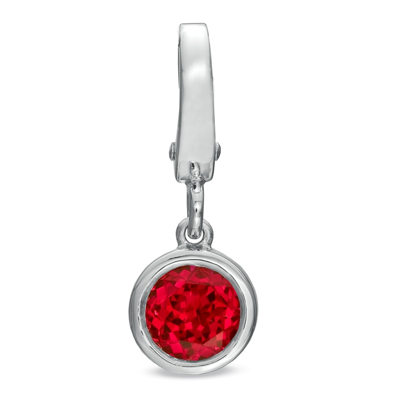 Main Image 1 of Tiny Toes™ 6.0mm Lab-Created Ruby Bracelet Charm in Sterling Silver
